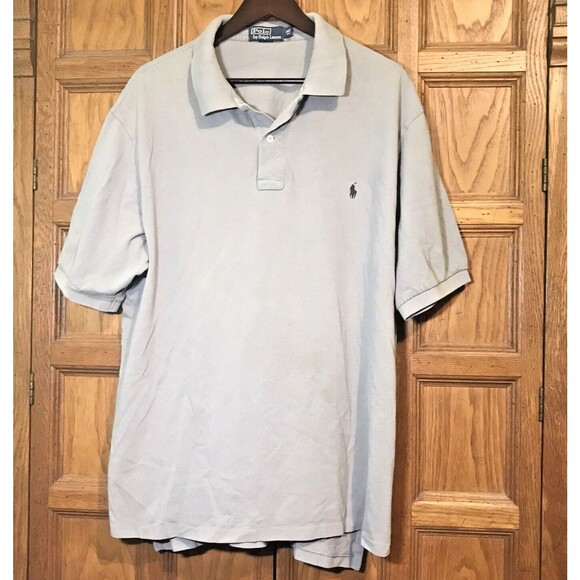 POLO by Ralph Lauren Polo Men's  2XLT Gray Pique Knit Short Sleeve Pony Shirt - Picture 4 of 11